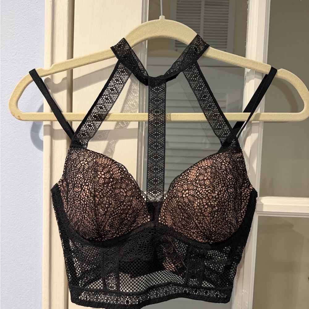 Victoria's Secret Black and Nude Lace Bralette
